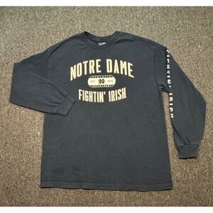 Notre Dame Fightin Irish Shirt XL Navy Blue Long Sleeve Graphic Tee Sporty